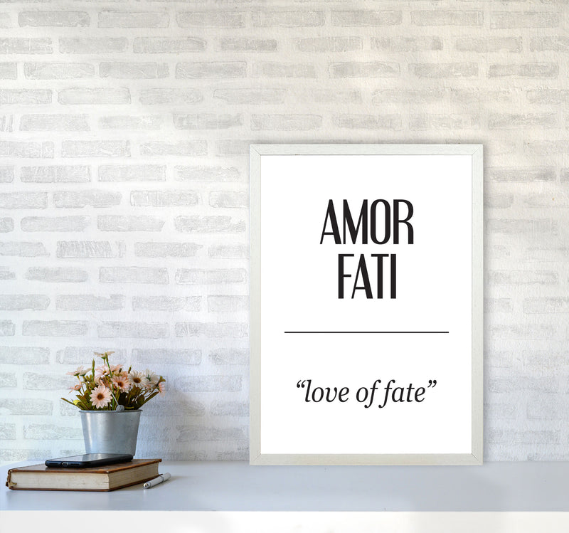 Amor Fati Framed Typography Wall Art Print A2 Oak Frame
