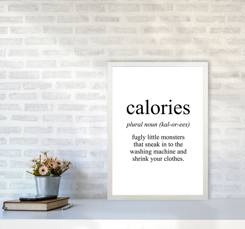 Calories Framed Typography Wall Art Print A2 Oak Frame