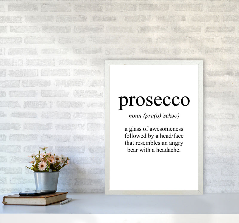 Prosecco Framed Typography Wall Art Print A2 Oak Frame