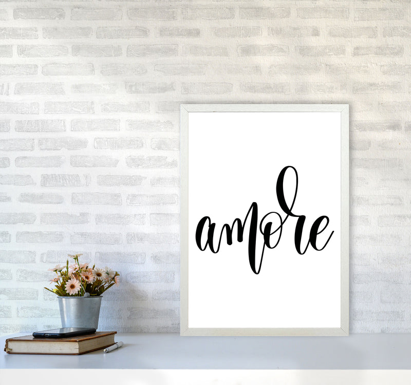 Amore Framed Typography Wall Art Print A2 Oak Frame