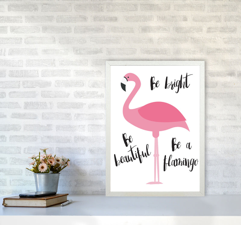 Be A Flamingo Modern Print Animal Art Print A2 Oak Frame