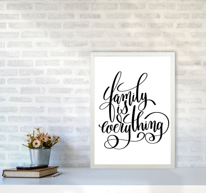 Family Is Everything Framed Typography Wall Art Print A2 Oak Frame