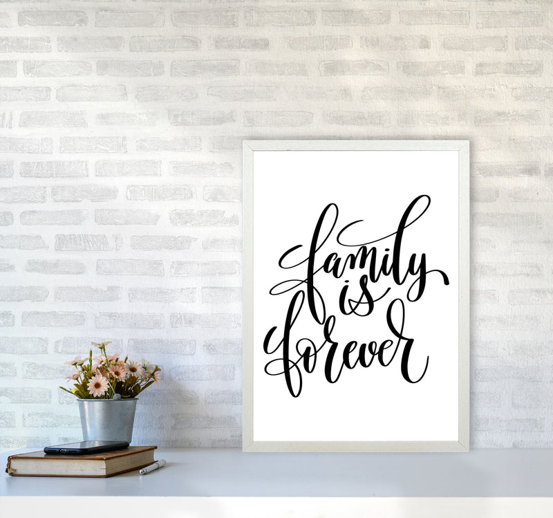 Family Is Forever Framed Typography Wall Art Print A2 Oak Frame