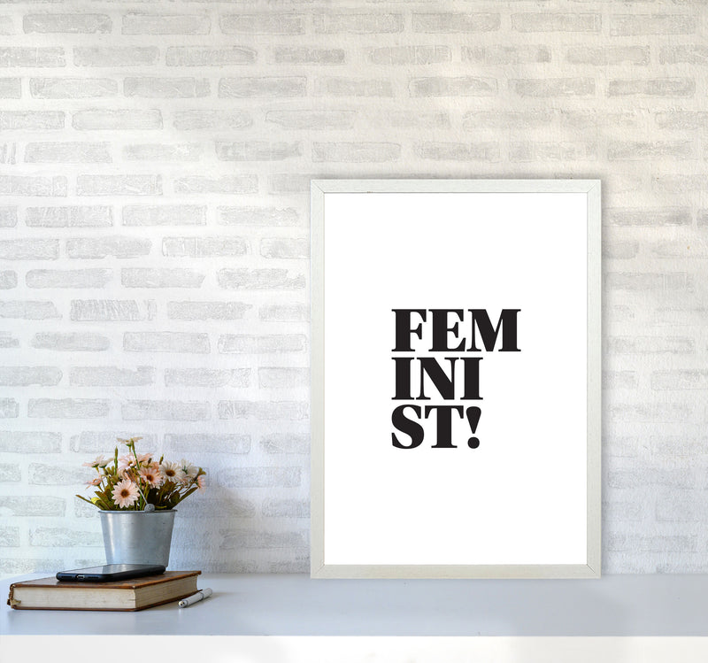 Feminist! Framed Typography Wall Art Print A2 Oak Frame