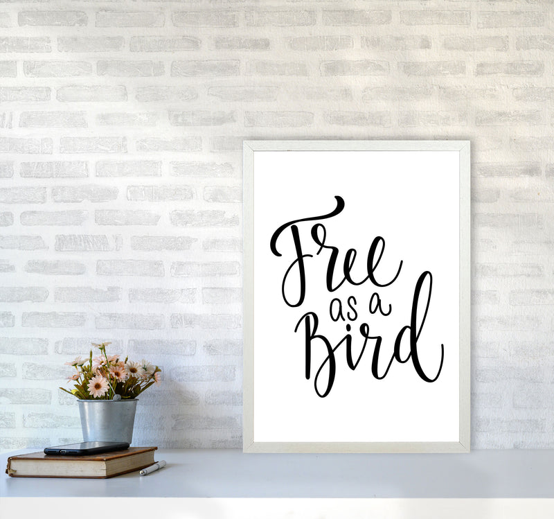 Free As A Bird Framed Typography Wall Art Print A2 Oak Frame