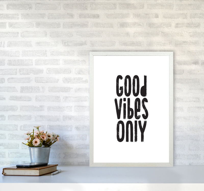 Good Vibes Only Framed Typography Wall Art Print A2 Oak Frame