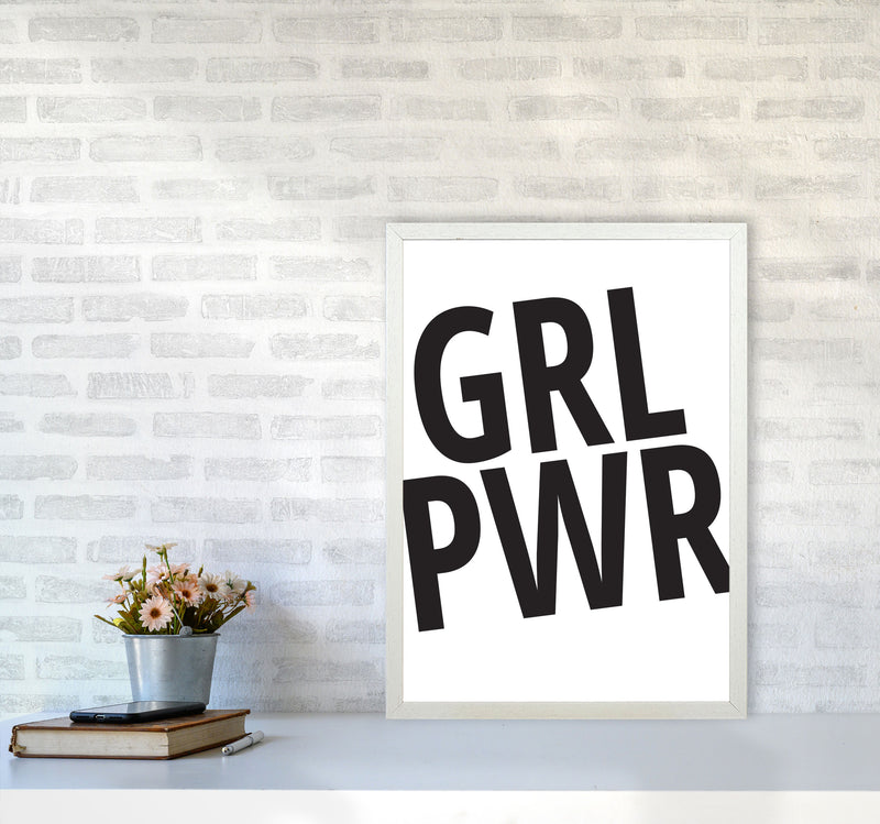Girl Power Framed Typography Wall Art Print A2 Oak Frame