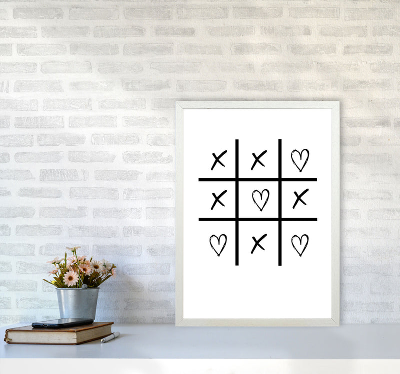 Hearts And Crosses Modern Print A2 Oak Frame