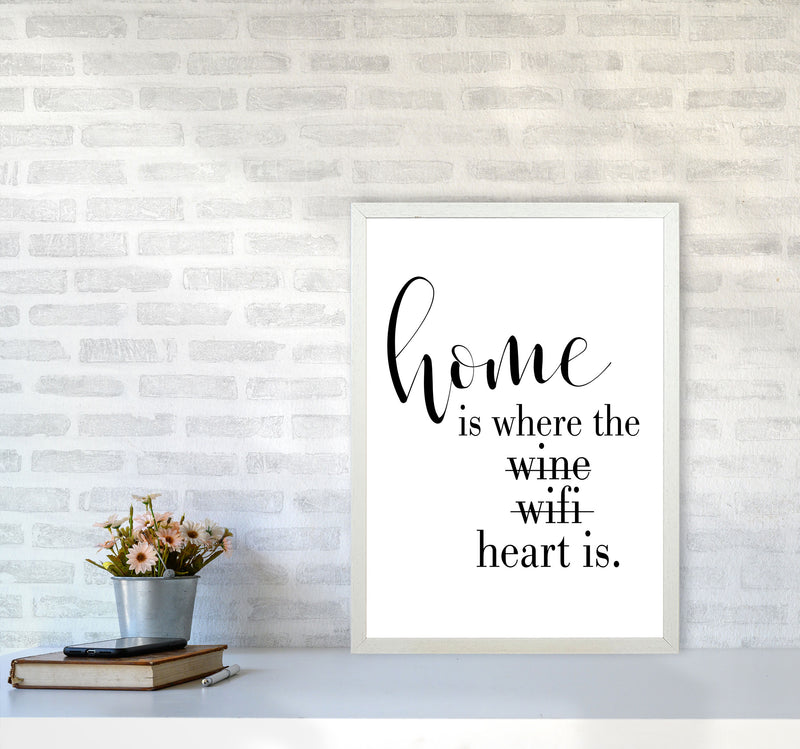 Home Is Where The Heart Is Framed Typography Wall Art Print A2 Oak Frame