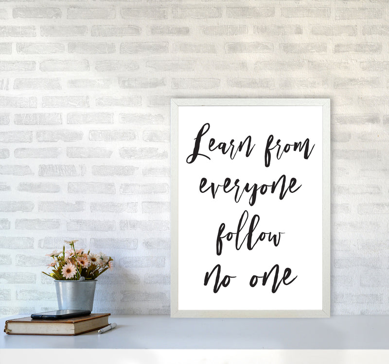 Learn From Everyone Framed Typography Wall Art Print A2 Oak Frame