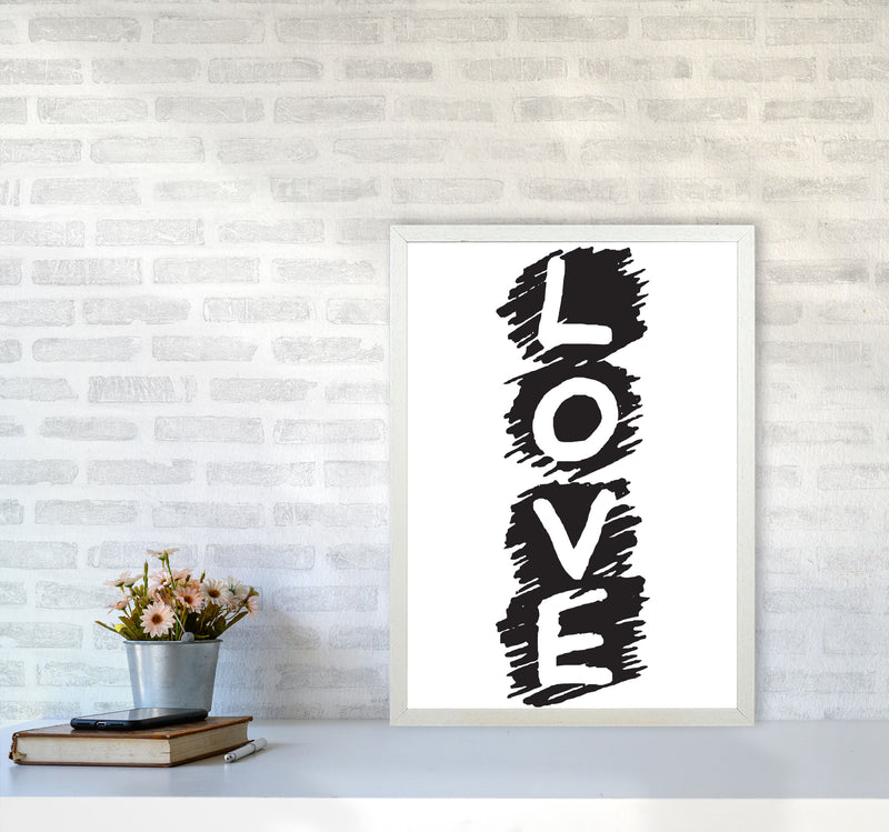 Love Framed Typography Wall Art Print A2 Oak Frame