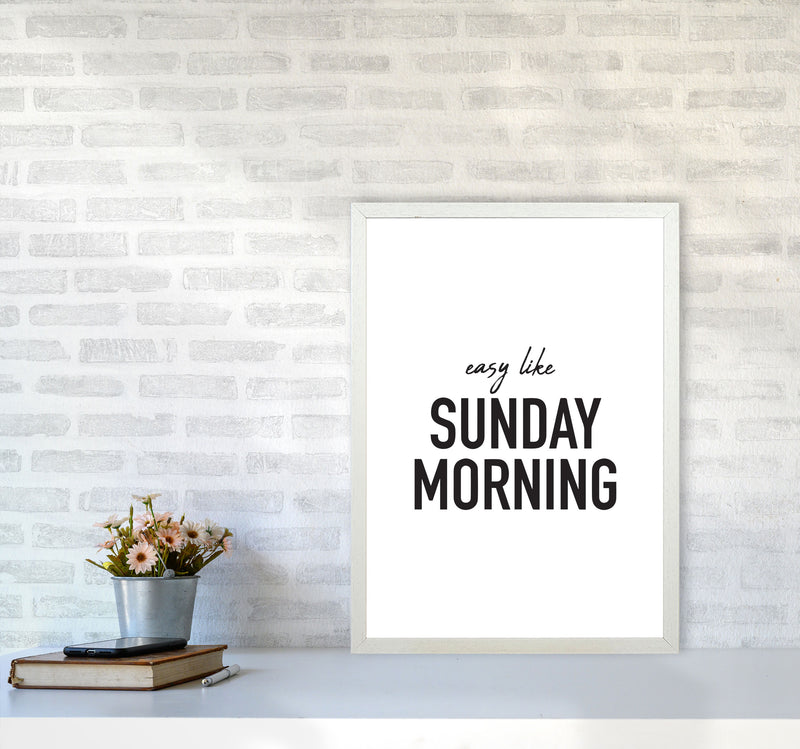 Easy Like Sunday Morning Framed Typography Wall Art Print A2 Oak Frame
