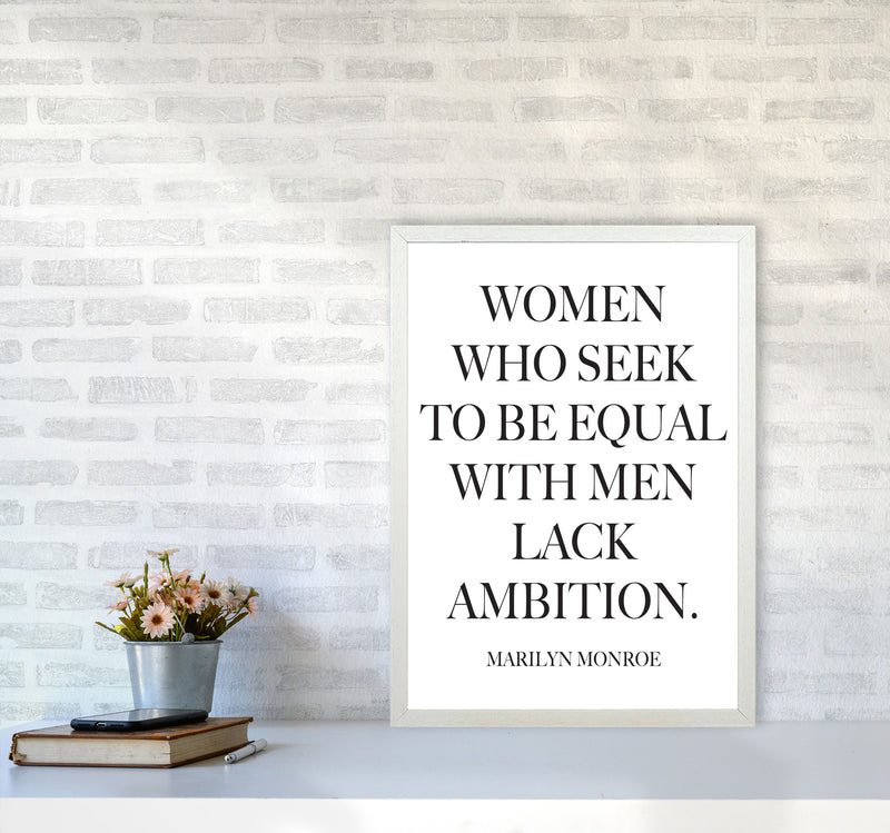Equality, Marilyn Monroe Quote Framed Typography Wall Art Print A2 Oak Frame