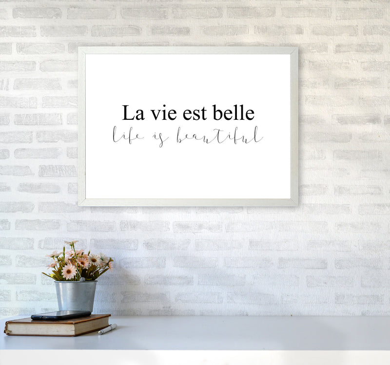 La Vie Est Belle Framed Typography Wall Art Print A2 Oak Frame