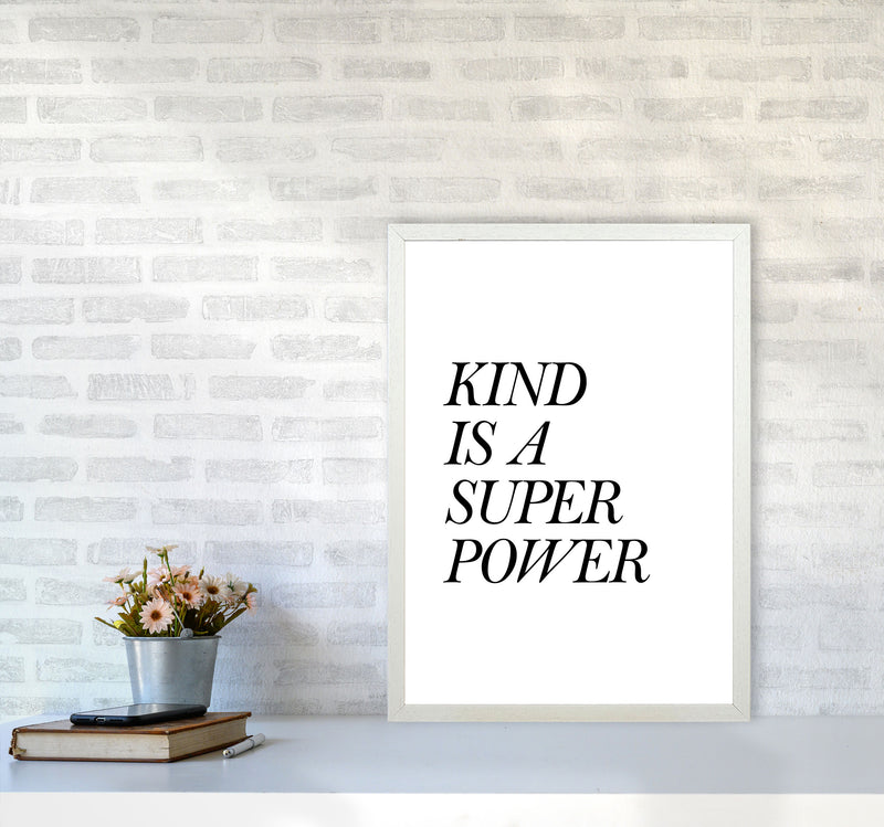Kind Is A Superpower Framed Typography Wall Art Print A2 Oak Frame