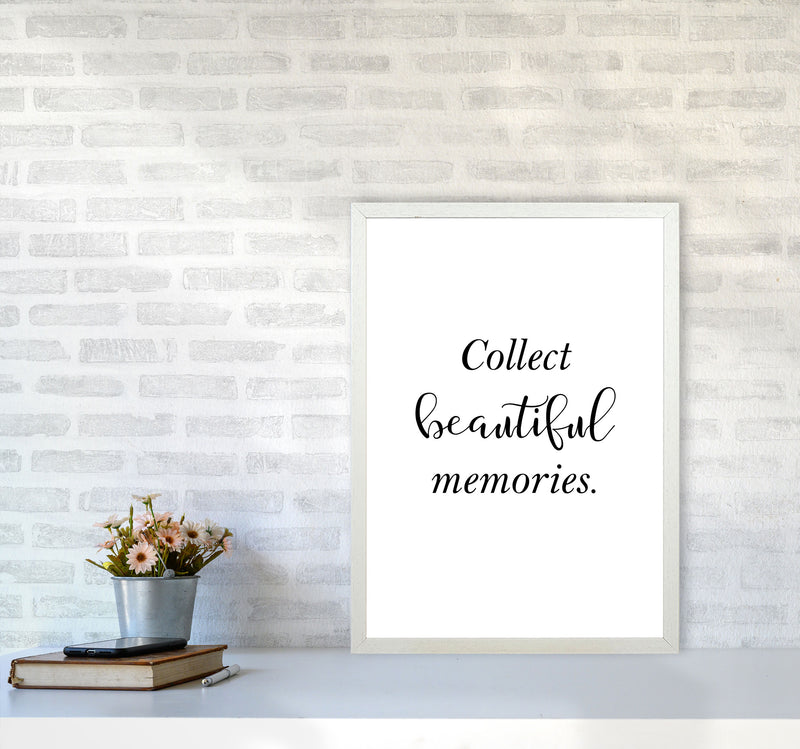 Collect Beautiful Memories Framed Typography Wall Art Print A2 Oak Frame