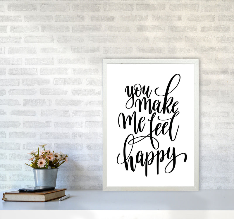 You Make Me Feel Happy Modern Print A2 Oak Frame
