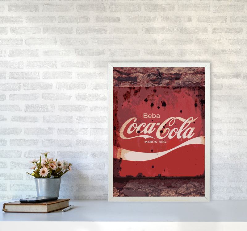 Coca Cola Vintage Sign Modern Print A2 Oak Frame