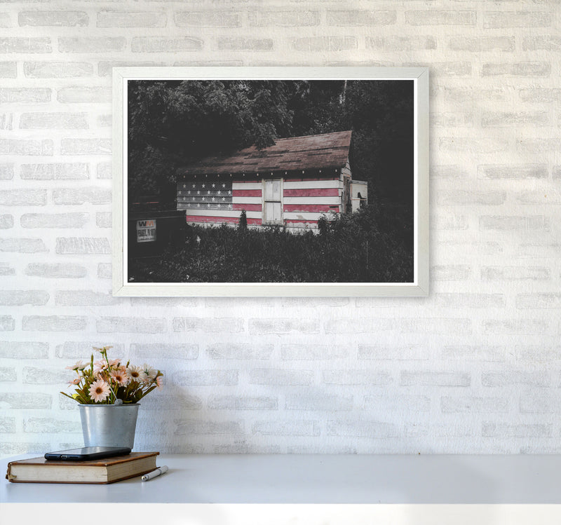 USA Hut Modern Print A2 Oak Frame