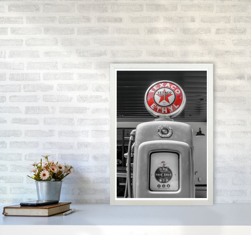 Texaco Gas Pump Modern Print A2 Oak Frame