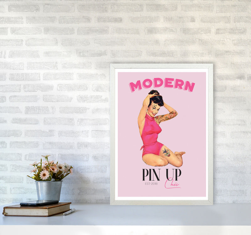 Modern Pin Up Girl Modern Print A2 Oak Frame