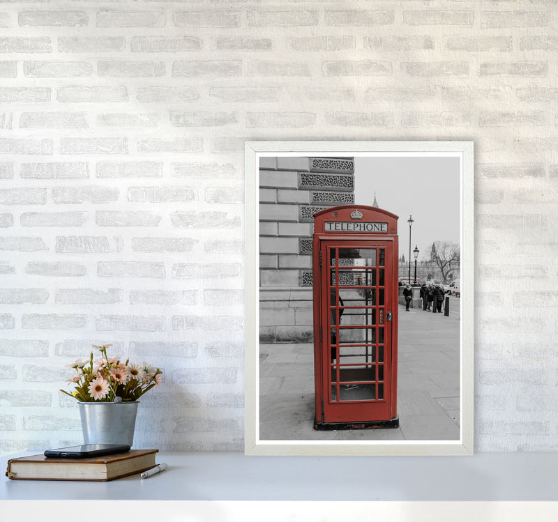 London Red Phonebox Modern Print A2 Oak Frame