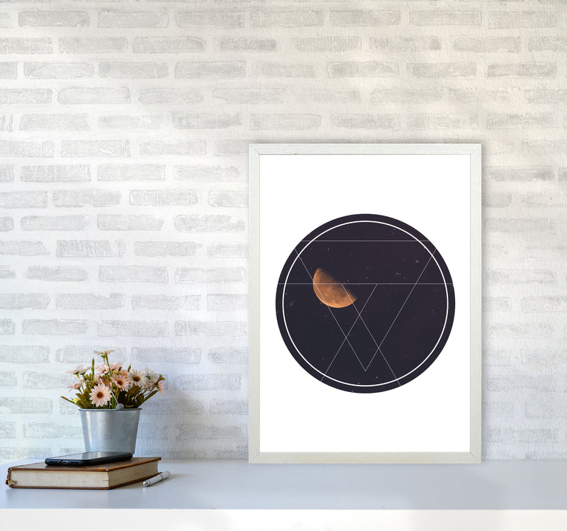 Black Moon Circle Modern Print A2 Oak Frame