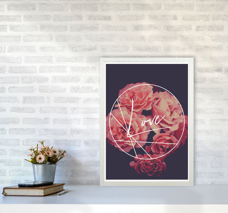 Floral Love Modern Print, Framed Botanical & Nature Art Print A2 Oak Frame