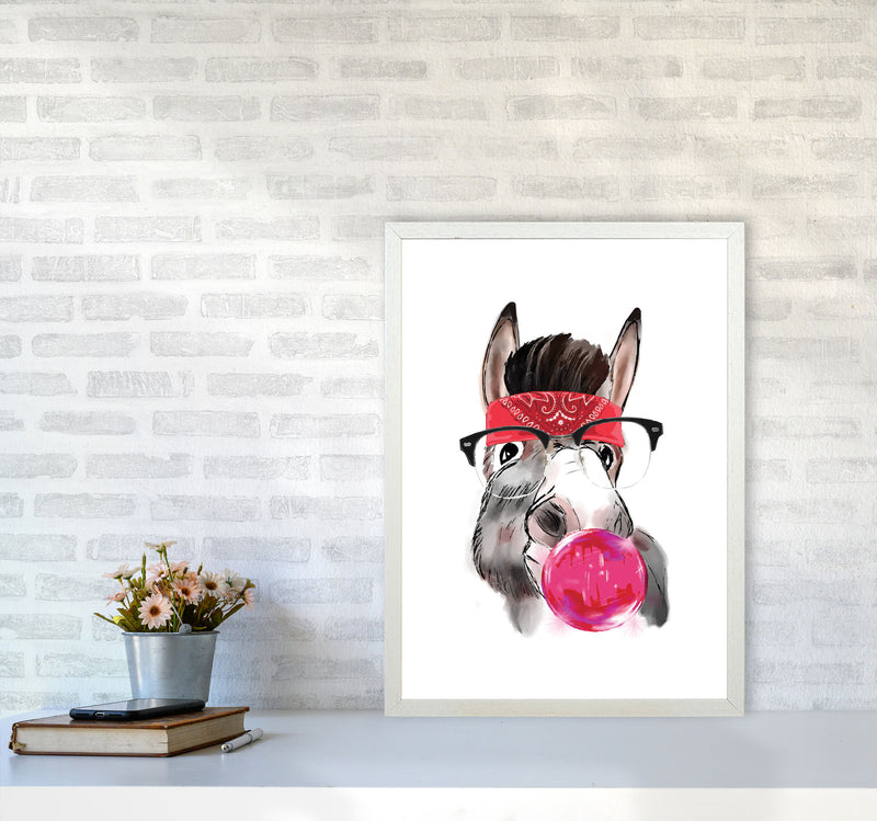 Gangster Donkey Modern Print Animal Art Print A2 Oak Frame