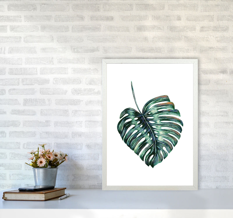 Monstera Leaf Full Modern Print, Framed Botanical & Nature Art Print A2 Oak Frame