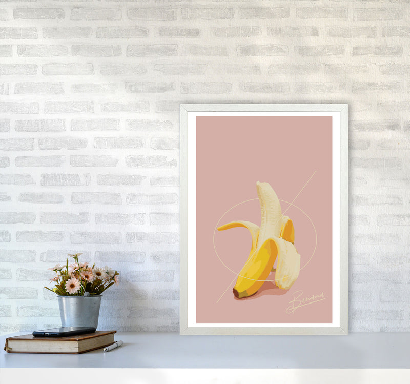 Banana Modern Print, Framed Kitchen Wall Art A2 Oak Frame