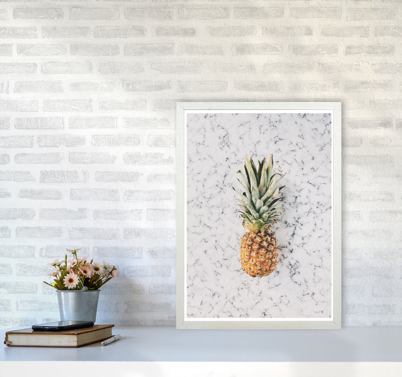 Marble Pineapple Modern Print, Framed Kitchen Wall Art A2 Oak Frame