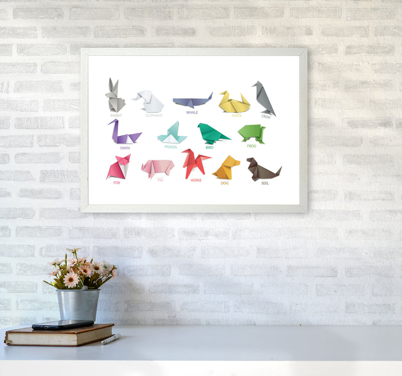 Origami Animals Modern Print A2 Oak Frame