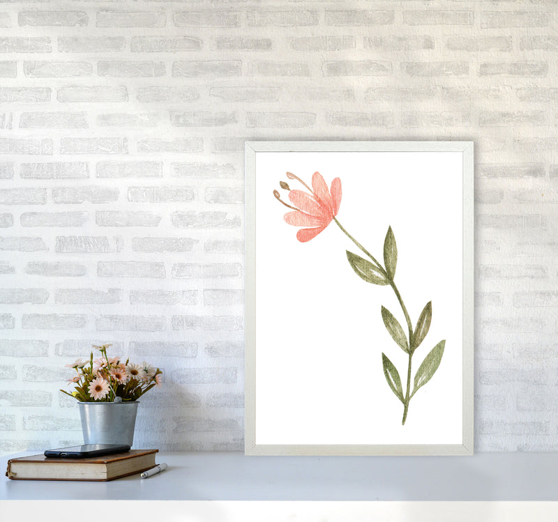 Pink Watercolour Flower 2 Modern Print A2 Oak Frame