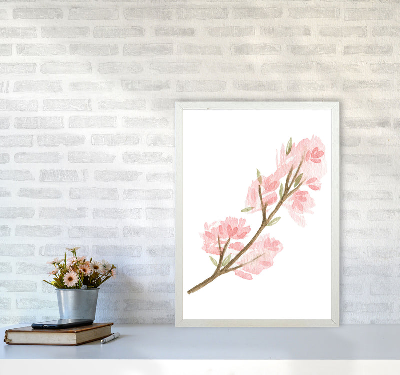 Pink Watercolour Flower 4 Modern Print A2 Oak Frame