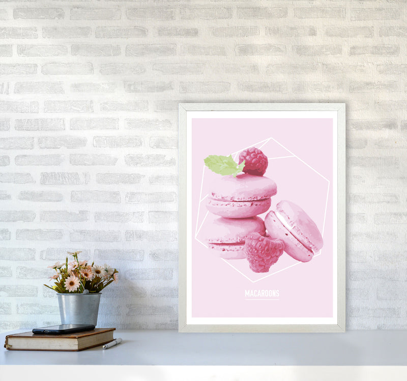 Pink Macaroons Modern Print A2 Oak Frame