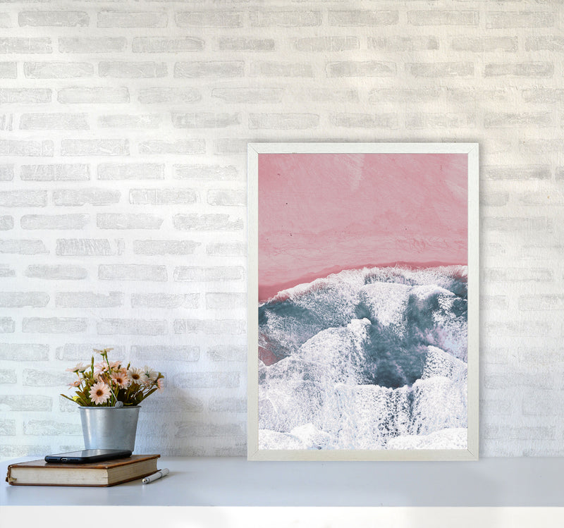 Pink Sand Modern Print, Framed Botanical & Nature Art Print A2 Oak Frame
