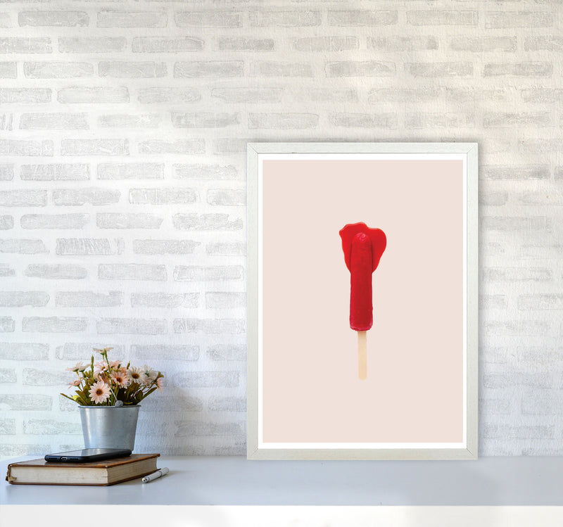 Red Icepop Modern Print A2 Oak Frame