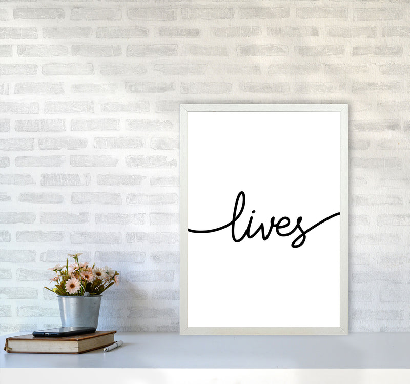 Lives Framed Typography Wall Art Print A2 Oak Frame