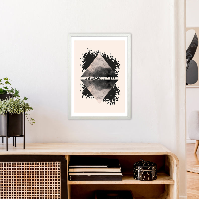 Nude And Black Watercolour 1 Art Print by Pixy Paper A2 Oak Frame