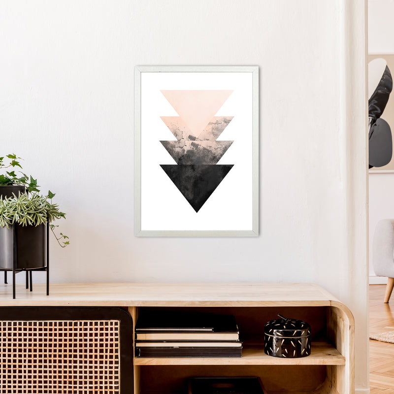 Nude And Black Watercolour 4 Art Print by Pixy Paper A2 Oak Frame