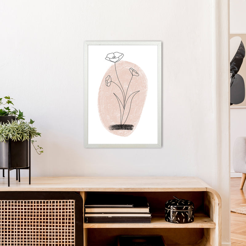 Dalia Chalk Pink Circle Flower  Art Print by Pixy Paper A2 Oak Frame