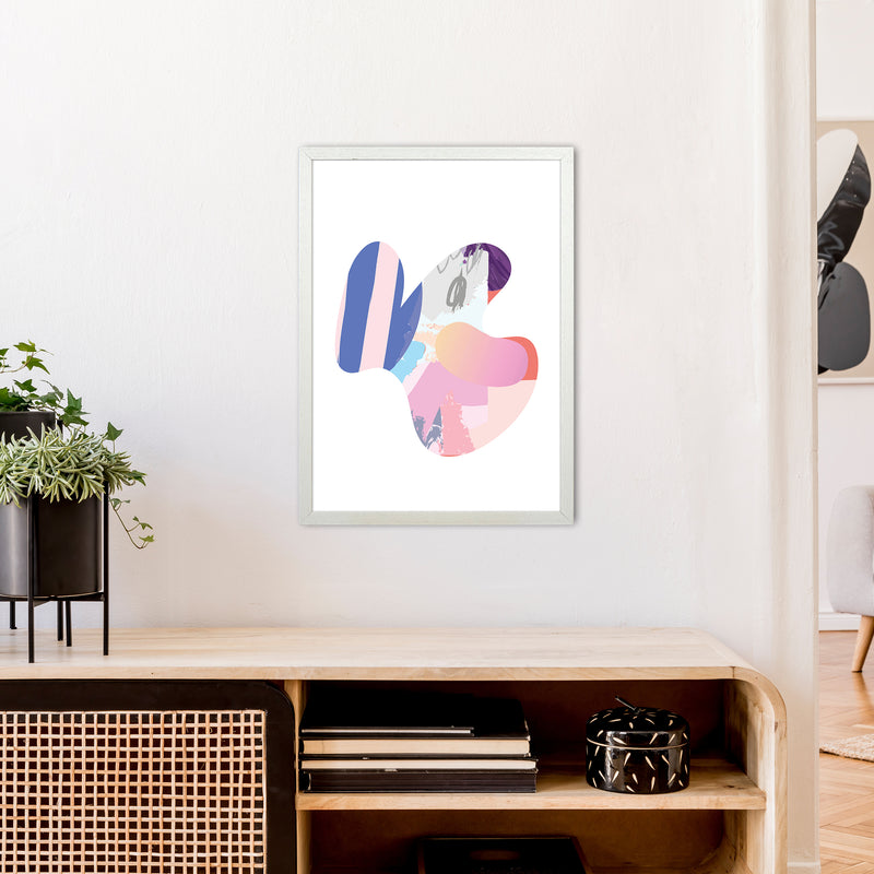 Pink Butterfly Abstract Shape  Art Print by Pixy Paper A2 Oak Frame