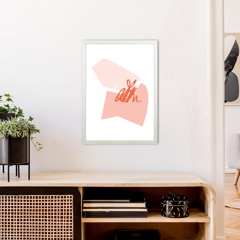 Pink And Coral Palette Shapes  Art Print by Pixy Paper A2 Oak Frame