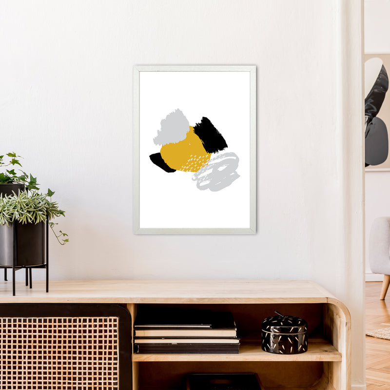 Mismatch Mustard And Black  Art Print by Pixy Paper A2 Oak Frame