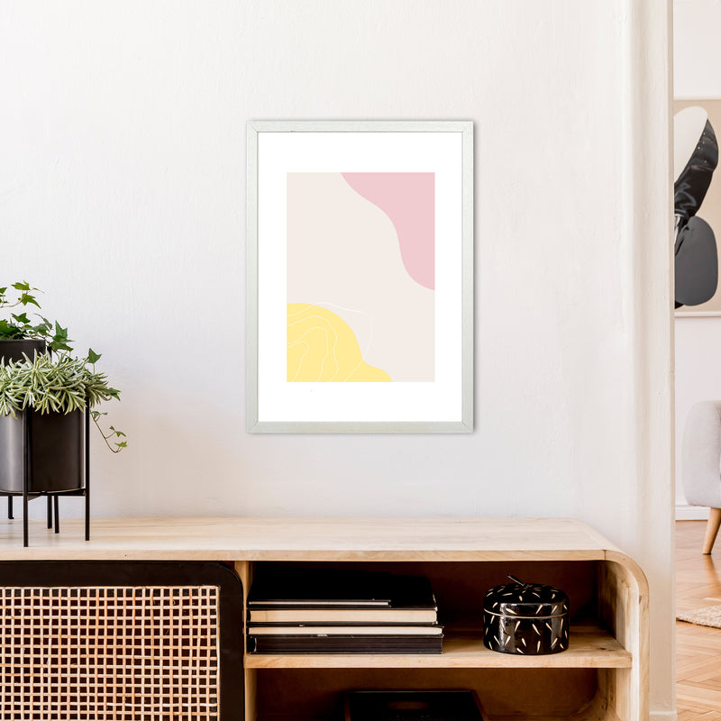 Mila Pink Abstract N18  Art Print by Pixy Paper A2 Oak Frame