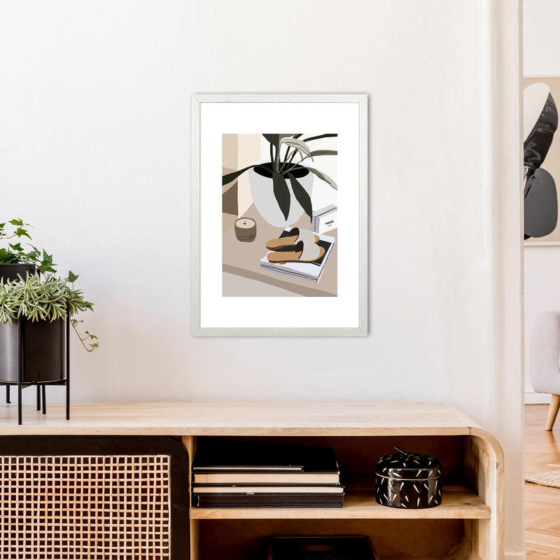 Mica Shoes And Plant N9  Art Print by Pixy Paper A2 Oak Frame