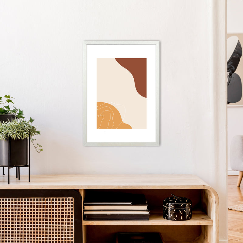 Mica Sand Abstract N27  Art Print by Pixy Paper A2 Oak Frame