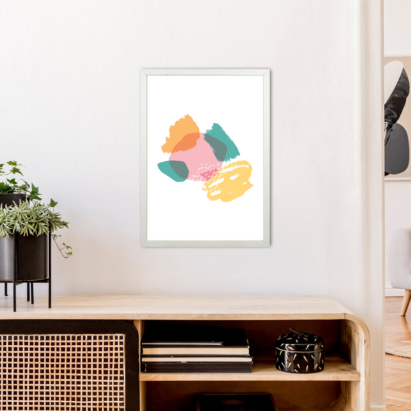 Mismatch Pink And Teal  Art Print by Pixy Paper A2 Oak Frame