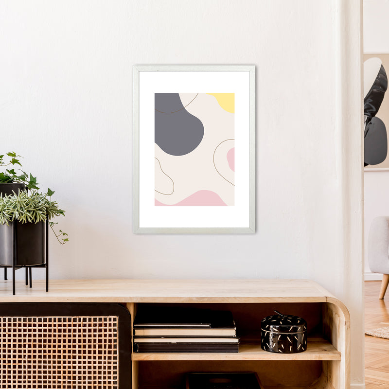Mila Pink Abstract N17  Art Print by Pixy Paper A2 Oak Frame